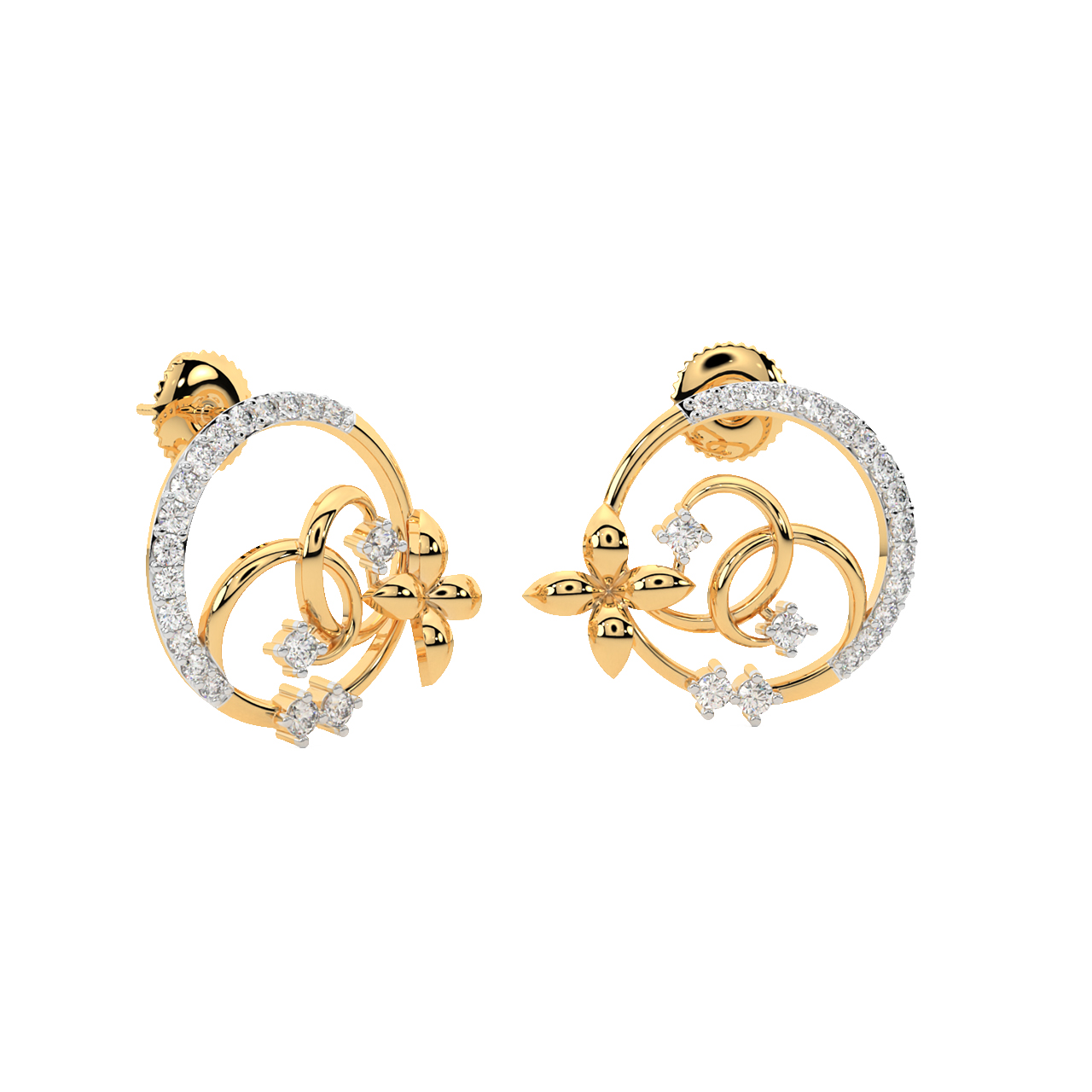 Grace Round Diamond Stud Earrings